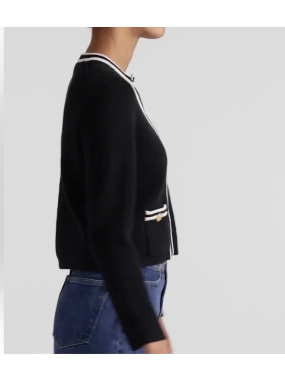 J Crew Emilie Sweater Lady Jacket Black L